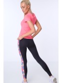 Navy blue sports leggings with a floral stripe MR15471 - Online store - Boutique